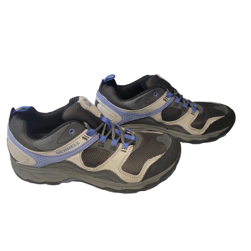 Merrell Womens Kimsey Hiking Shoes Charcoal Gray/ Blue Waterproof Leather 9.5 M - Picture 4 of 7